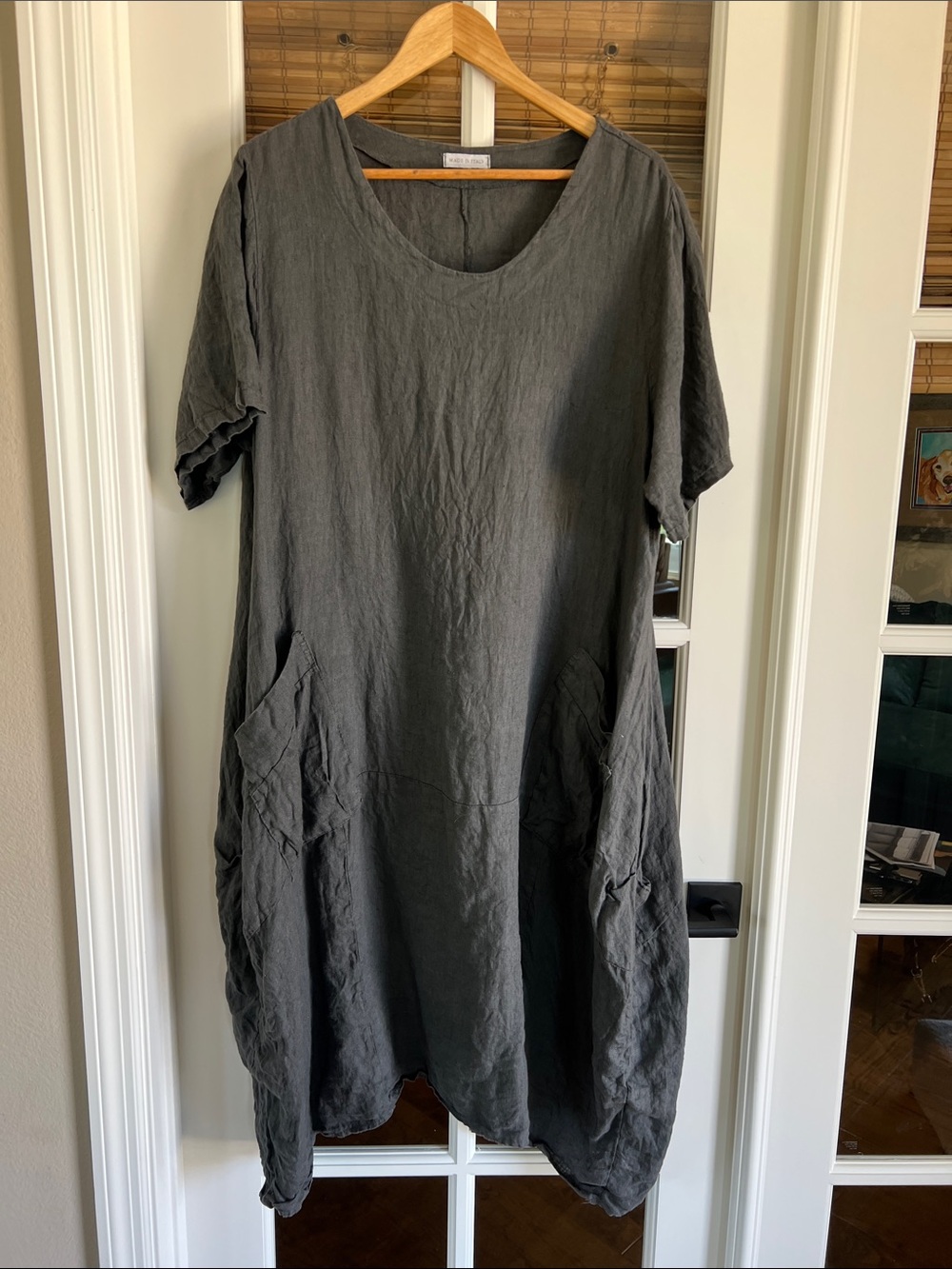 Charcoal Relaxed Linen Pocket Dress XL